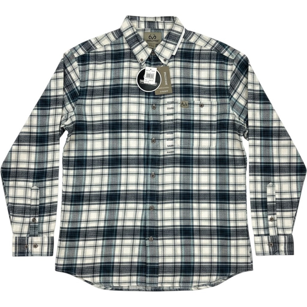 Realtree Mens Plaid Flannel Button Down Shirt Navy Seal XXL
